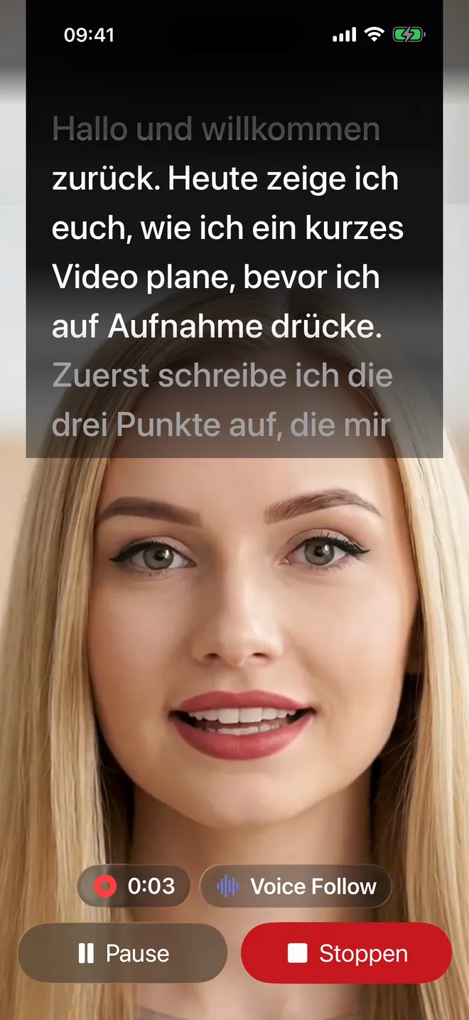 Mit Voice Follow aufnehmen, Schritt 4