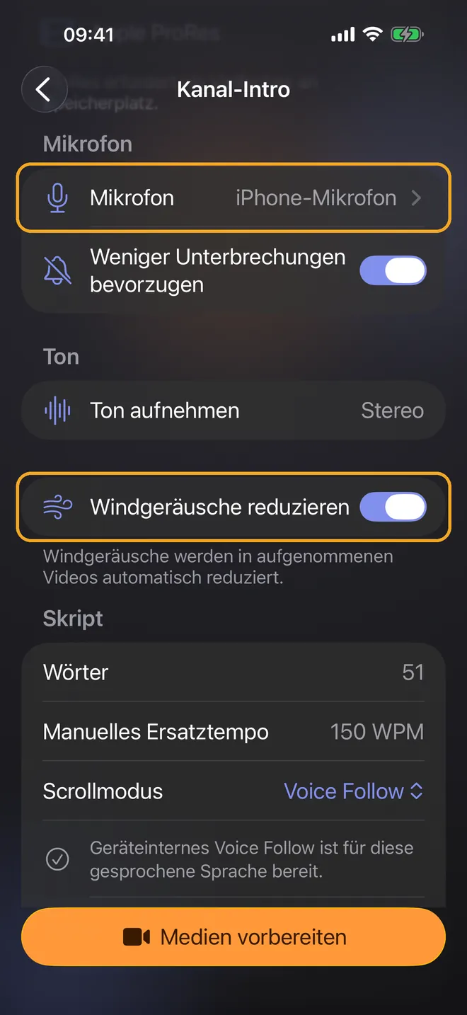Kamera und Mikrofon wählen, Schritt 2