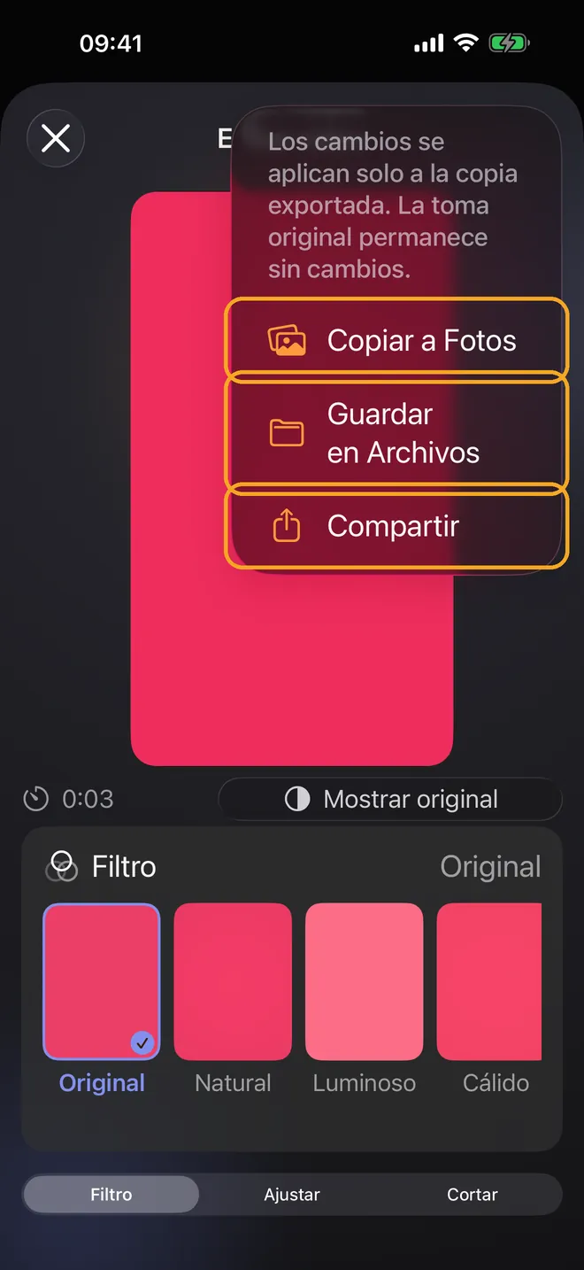 Recorta y exporta tu video, paso 3