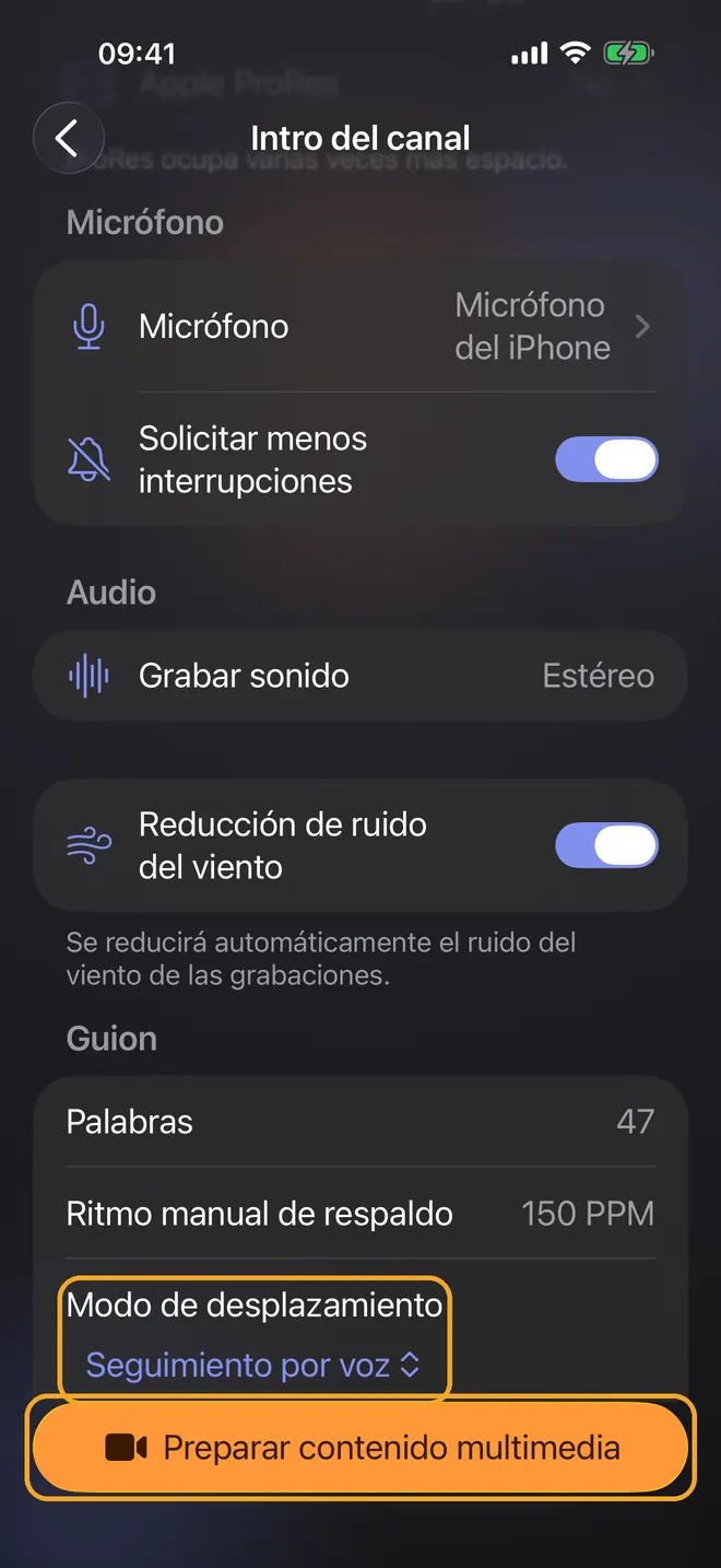 Graba con Seguimiento por voz, paso 2