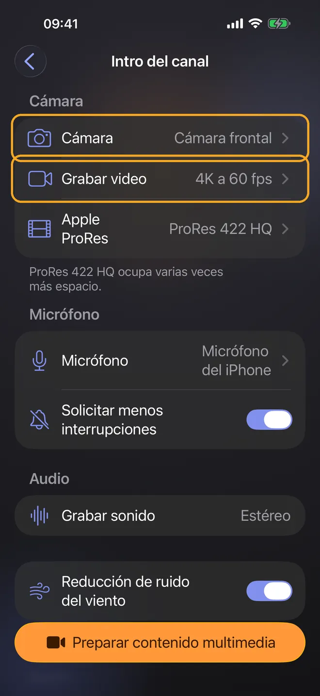 Elige la cámara y el micrófono, paso 1