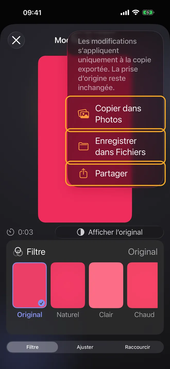 Raccourcir et exporter votre vidéo, étape 3