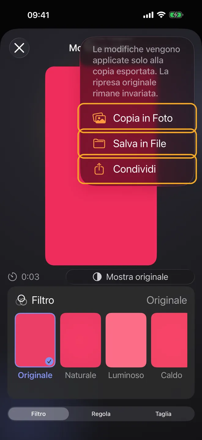 Taglia ed esporta il tuo video, passaggio 3