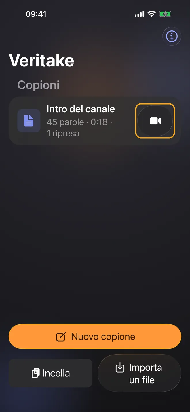 Registra con lo scorrimento vocale, passaggio 1