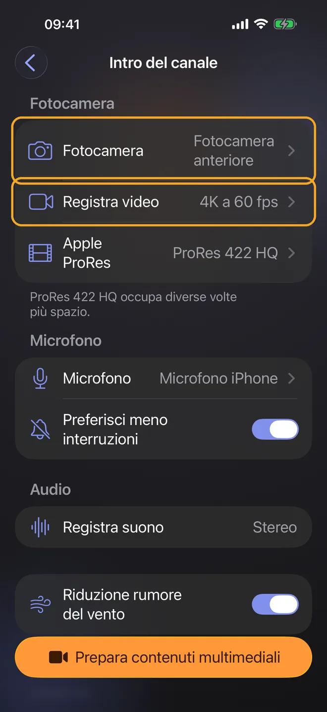 Scegli fotocamera e microfono, passaggio 1