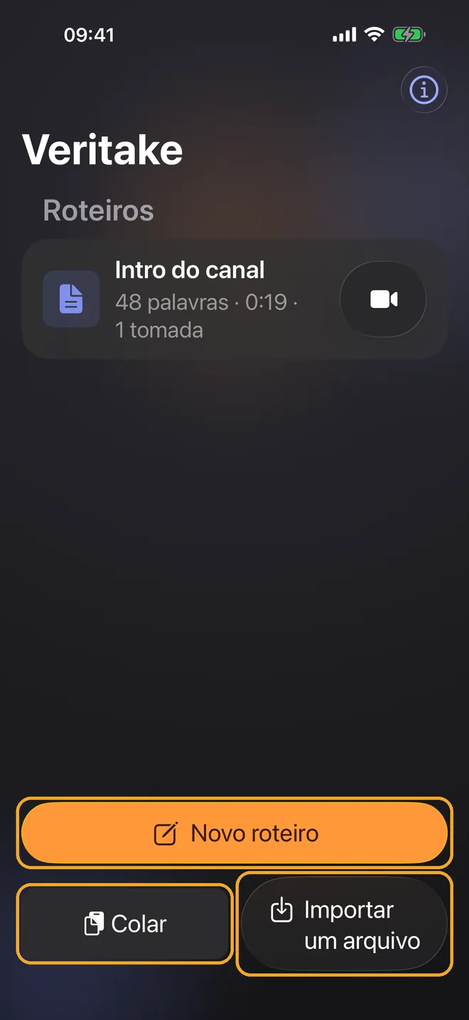 Importe ou cole seu roteiro, passo 1