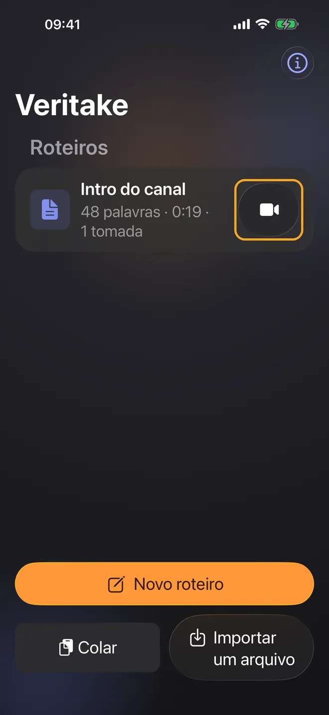 Grave com o Acompanhamento por voz, passo 1
