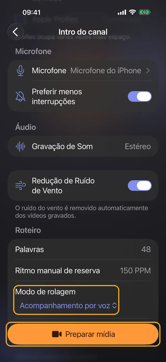 Grave com o Acompanhamento por voz, passo 2