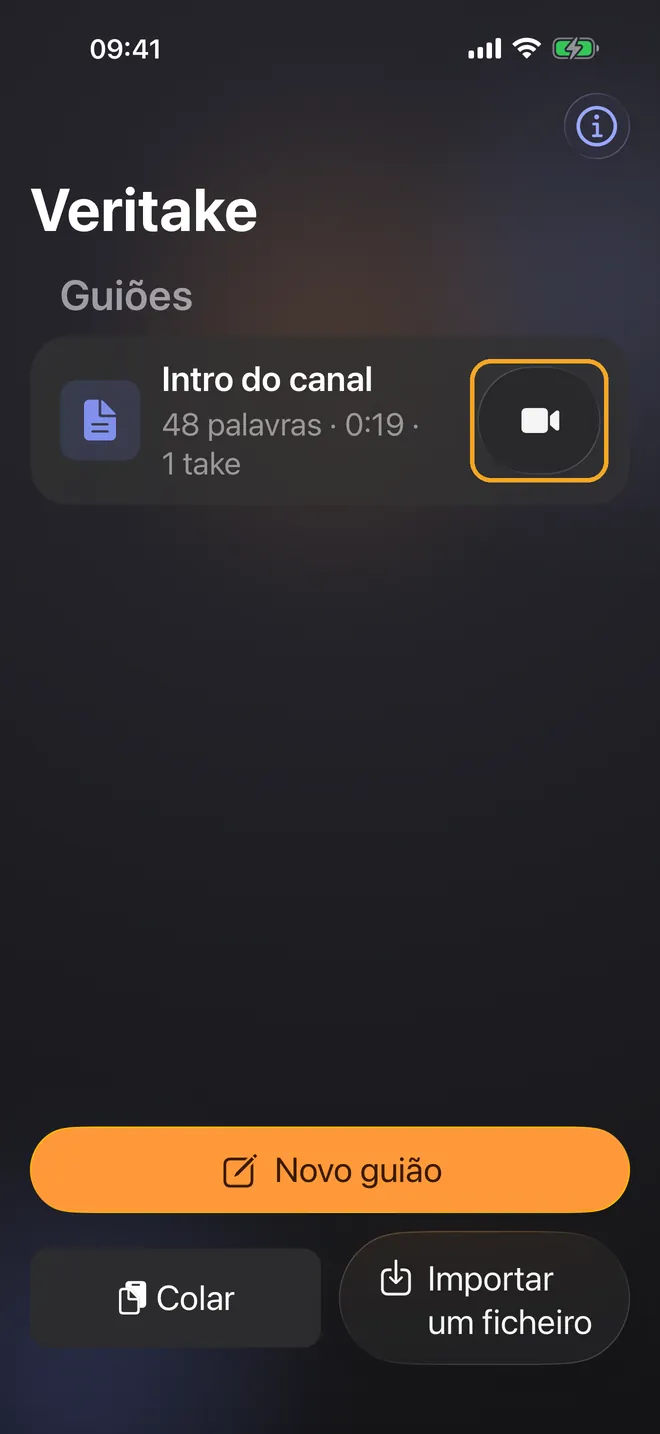 Gravar com o Acompanhamento por voz, passo 1