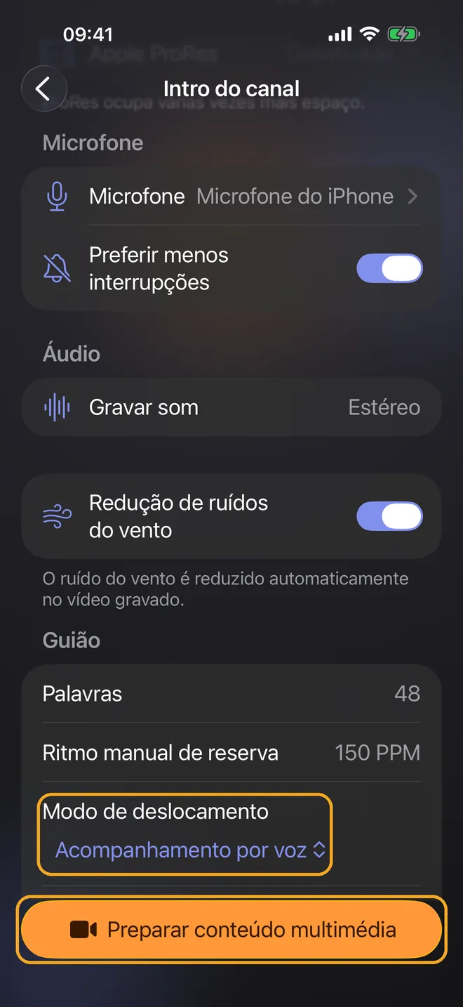 Gravar com o Acompanhamento por voz, passo 2