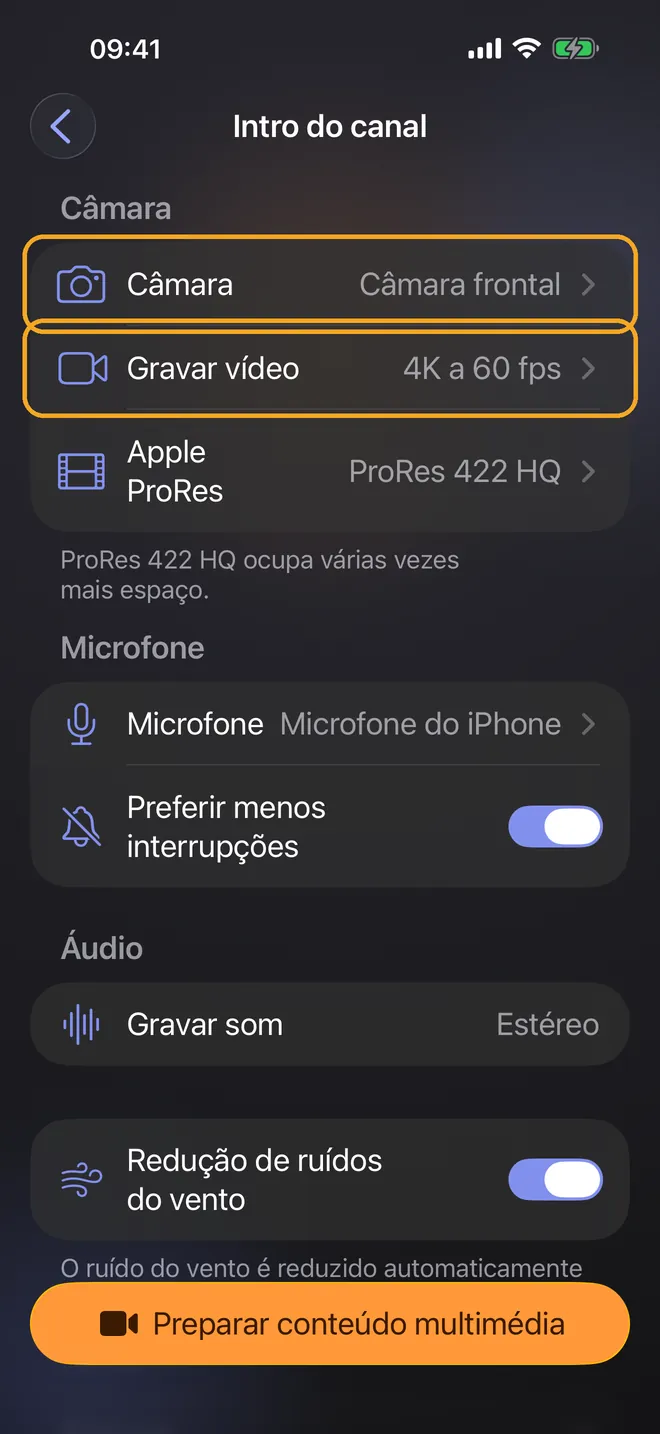Escolher a câmara e o microfone, passo 1