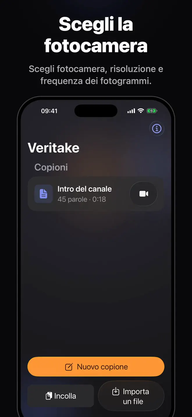 Scegli fotocamera e microfono